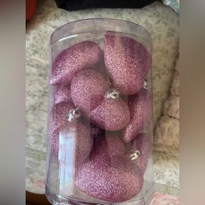 Celebrate It Pink Glitter Teardrop Christmas Ornaments